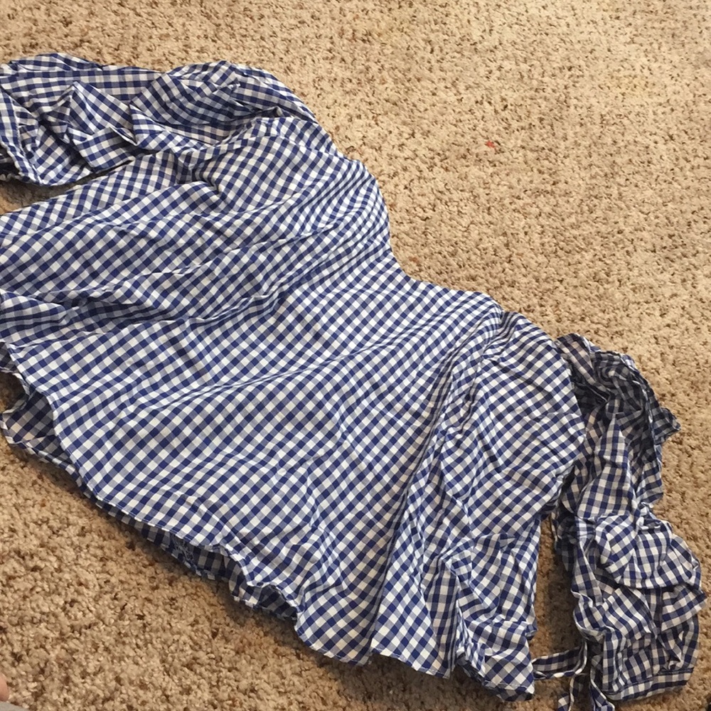 Fashion nova off shoulder gingham too worn once